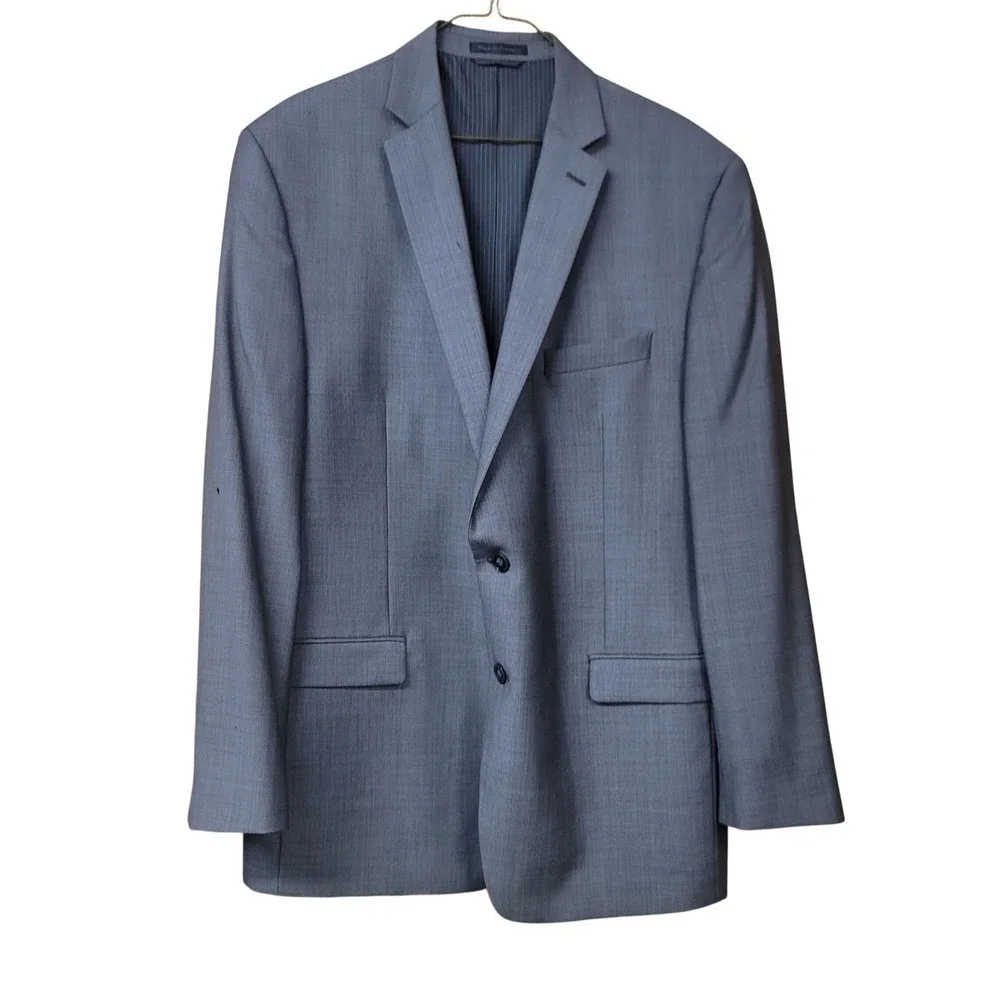 Calvin Klein Mens Slim Fit 100% Wool 2-Button Suit‎ Jacket Blazer Grey 44L